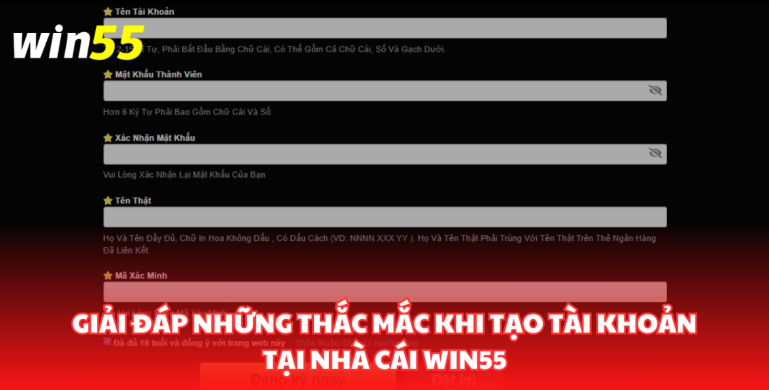 đăng ký tài khoản Win55 cho newbie